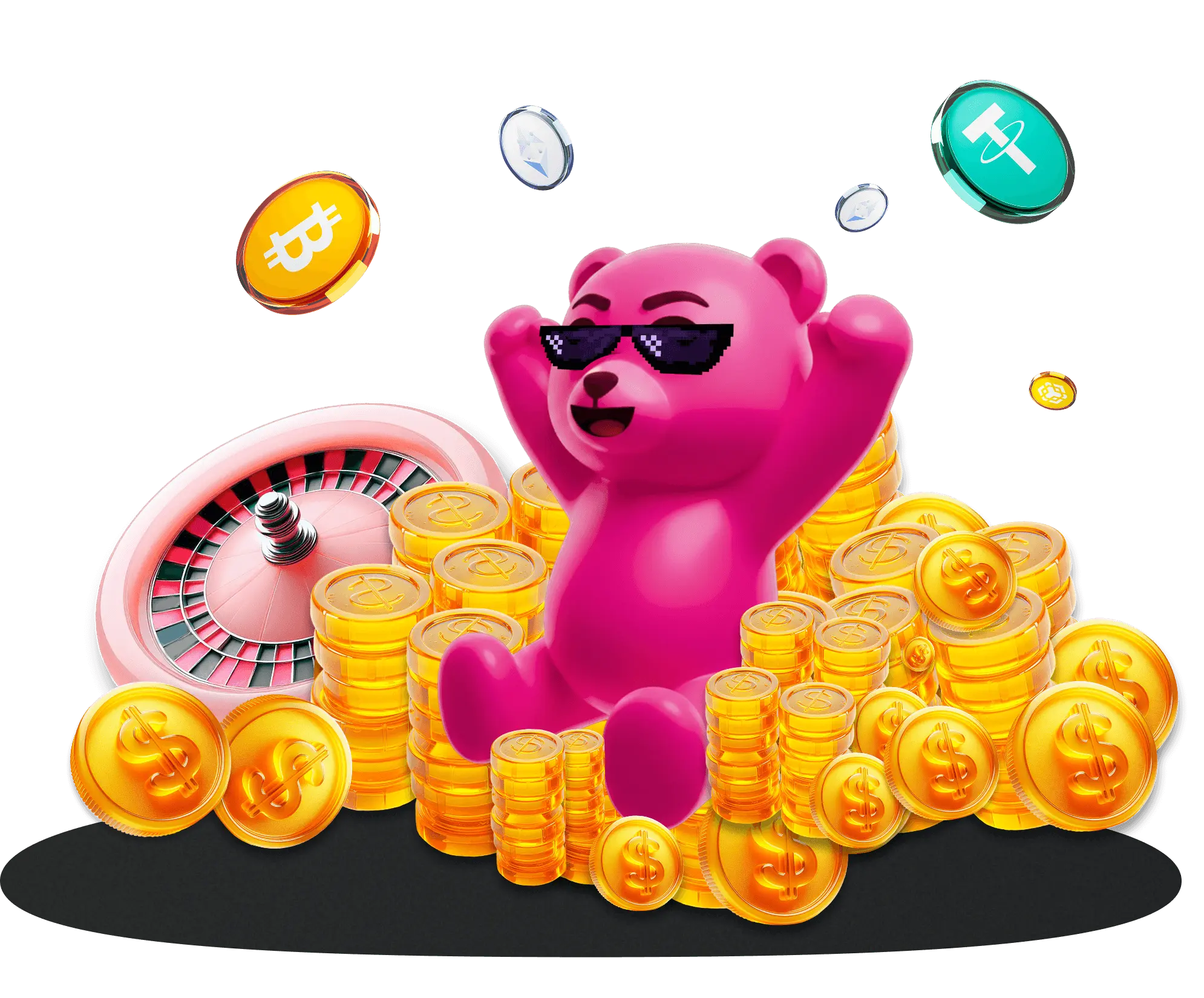 Bear with coins